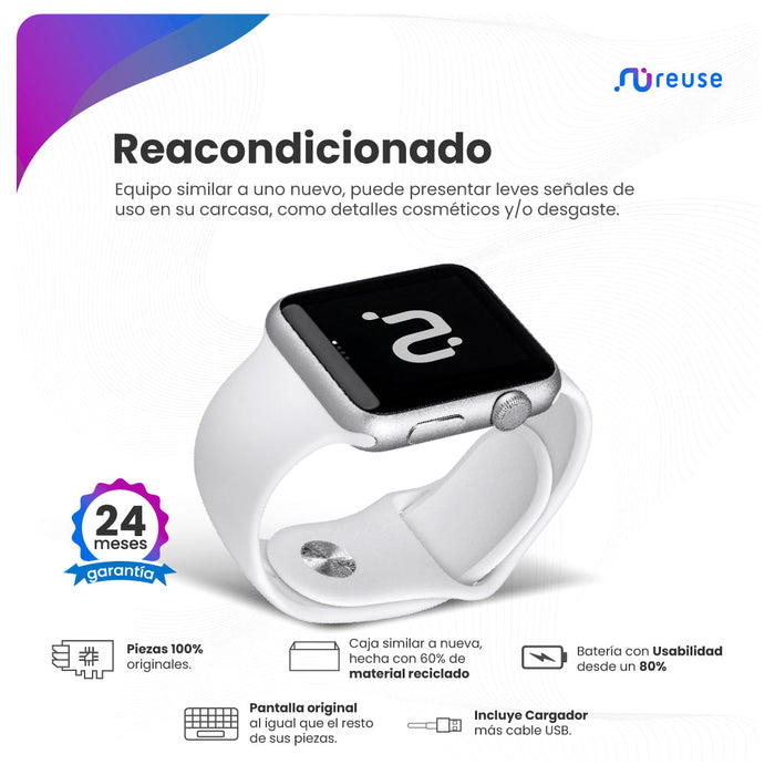 Reuse Chile Apple Watch SE 2020 (44mm GPS+Cellular)  - Caja de Aluminio Plata Reacondicionado