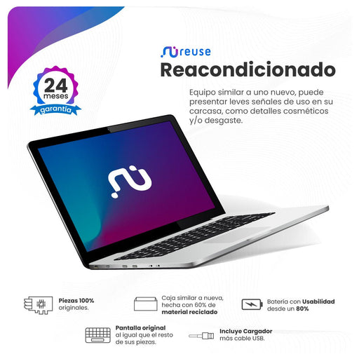 Reuse Chile Apple MacBook Pro 13" Core i5 2,4 GHz 8GB RAM 256GB SSD Gris (2019) Reacondicionado - Reuse Chile