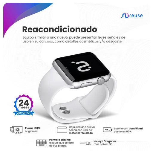 Reuse Chile Apple Watch Series 8 (41mm, GPS+Cellular) - Caja de Aluminio Negro Reacondicionado - Reuse Chile